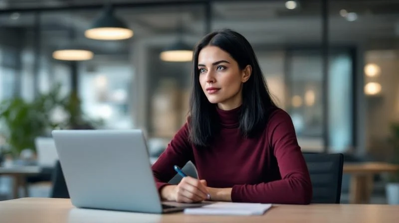 Frau absolviert KI-Weiterbildung online von Giessen aus